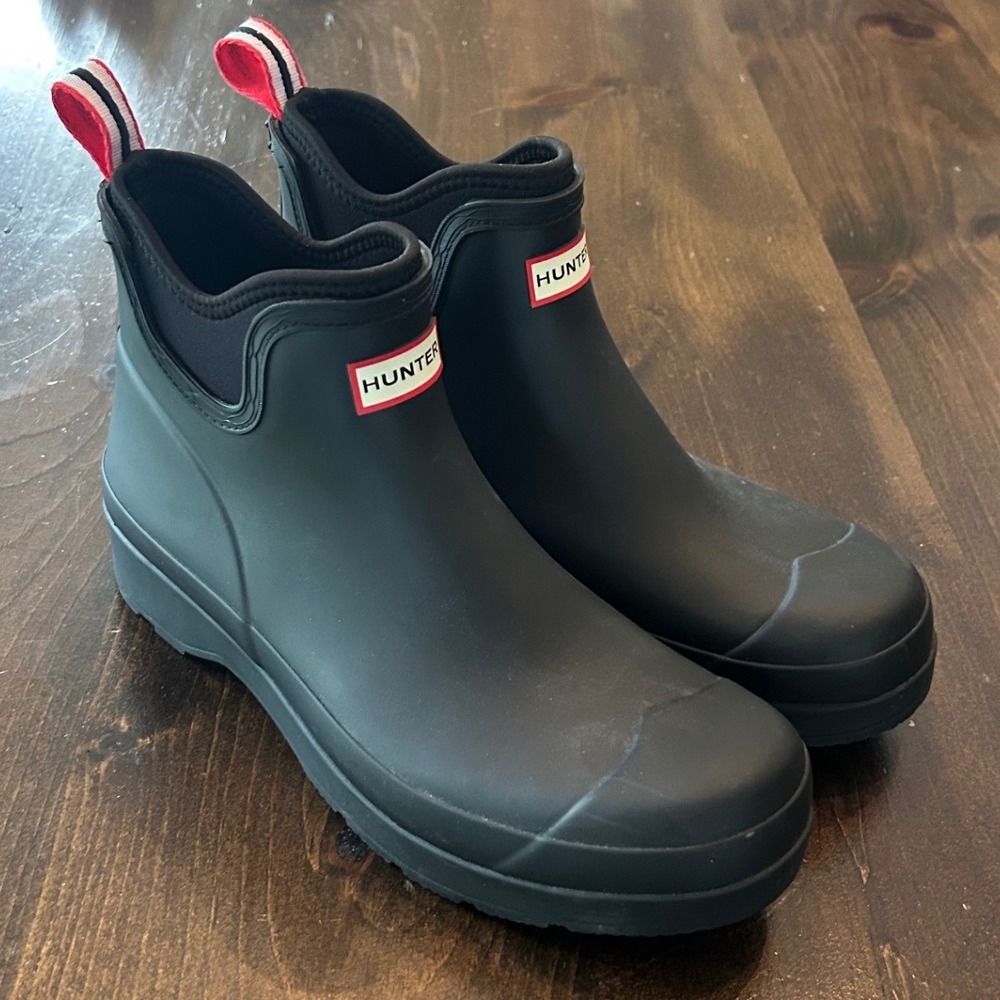 Hunter Play Chelsea Boots Mens 13 Black Waterproof Matte Rain Ankle Gorpcore